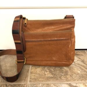 Fossil brown leather crossbody purse